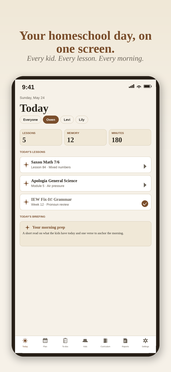 Today screen