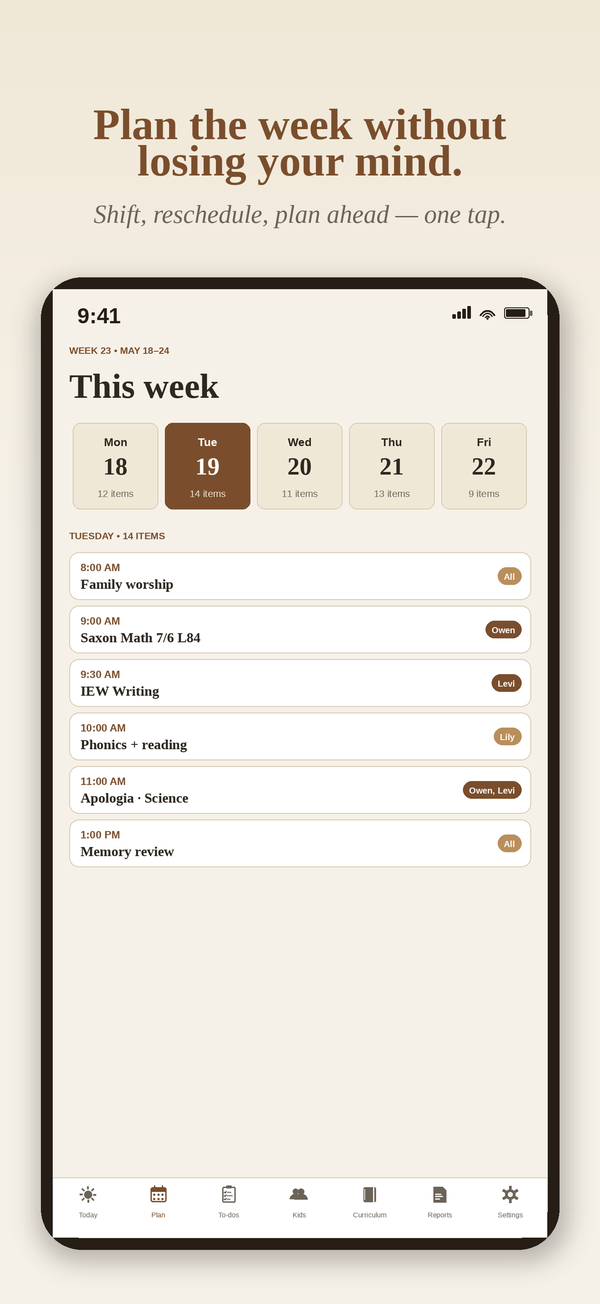 Plan screen
